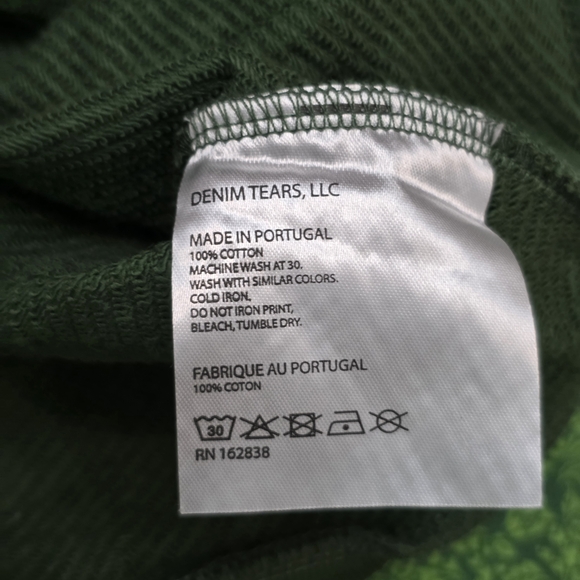 Green Denim Tear with White Floral Pattern Unisex - Picture 5 of 15